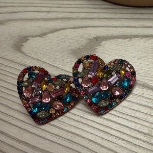 Gold and Multicolor Heart Earrings